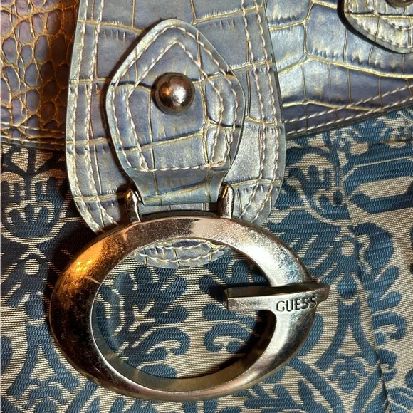 Guess Blue Patterned Large Shoulder Bag - Picture 3 of 7